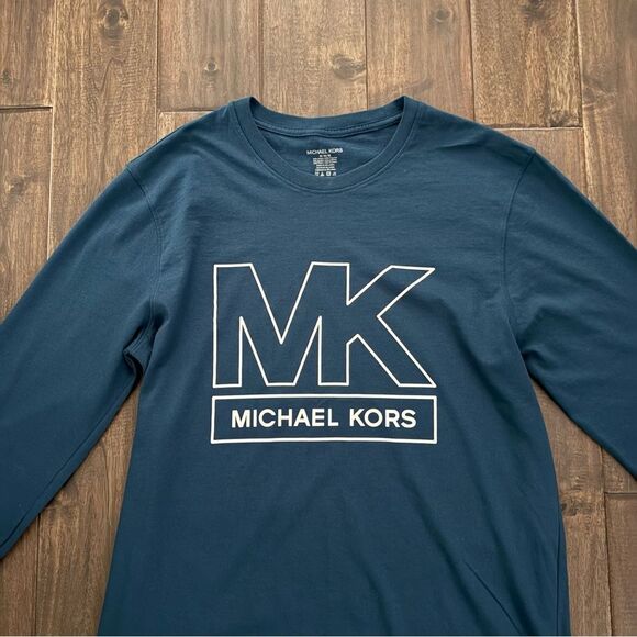 Michael Kors Dark Teal Blue Long Sleeve Tee T-Shirt M - Picture 2 of 4